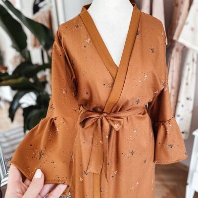 Twigs ruffle tan kimono