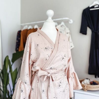 Kimono blush à volants brindilles