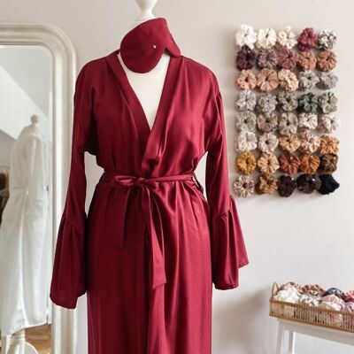 Viscose ruffle robe / burgundy