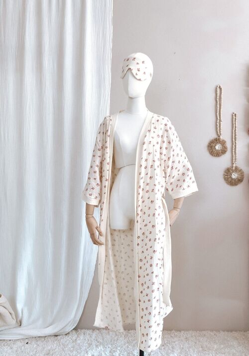 Muslin kimono / vintage floral - ecru