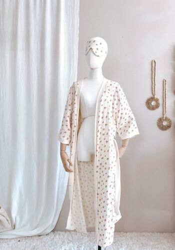 Kimono mousseline / fleuri vintage - écru 1