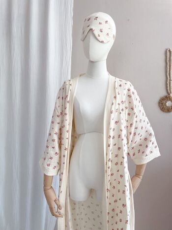 Kimono mousseline / fleuri vintage - écru 3