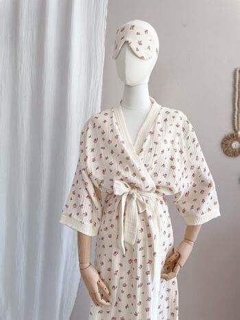 Kimono mousseline / fleuri vintage - écru 4