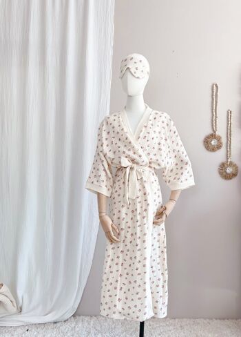 Kimono mousseline / fleuri vintage - écru 7