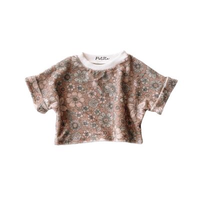 Frottee-T-Shirt / kräftiges Blumenkaramell