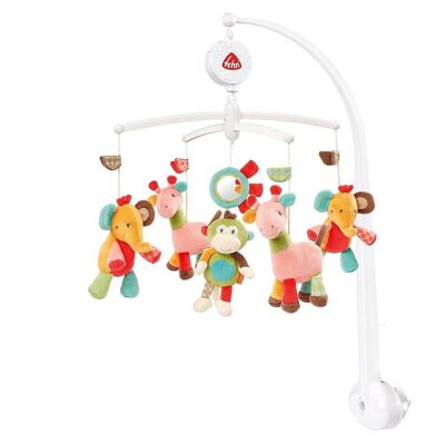 Musical Mobile Safari – Wind-up mobile with the music box melody “Brahms Lullaby” and figures – With bed attachment