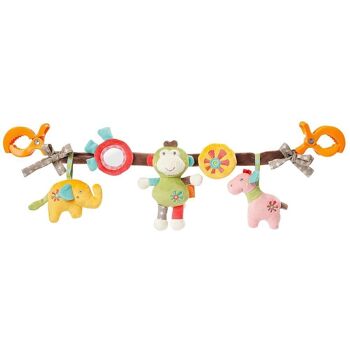 Chaîne de poussette Safari - chaîne mobile avec figurines suspendues pour une suspension flexible sur les poussettes, sièges bébé, lits, berceaux et arche de jeu 1