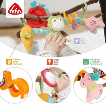 Chaîne de poussette Safari - chaîne mobile avec figurines suspendues pour une suspension flexible sur les poussettes, sièges bébé, lits, berceaux et arche de jeu 3