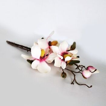 Magnolia rose blanc artificiel 50 cm - Composition florale 1