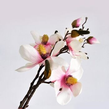 Magnolia rose blanc artificiel 50 cm - Composition florale 4
