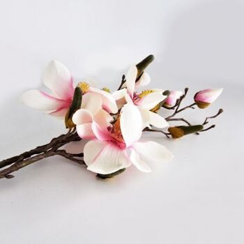Magnolia rose blanc artificiel 50 cm - Composition florale 5