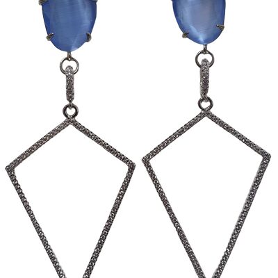 Blue crystal+zircon earring