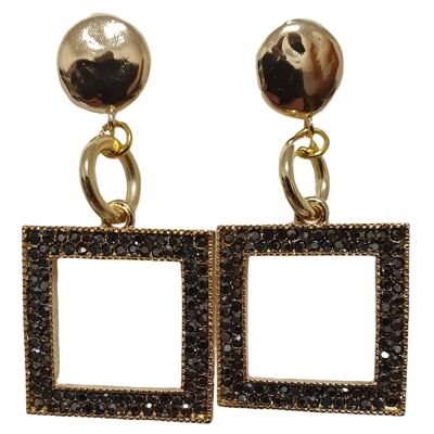 Gold colored stud earring and square element