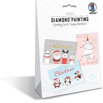 Tarjetas de felicitación con pintura de diamantes "Feliz Navidad"