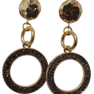 Gold colored stud earring and round element
