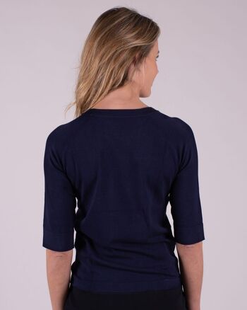 Pull femme bleu foncé viscose manches 1/2 - MOSCOU 2