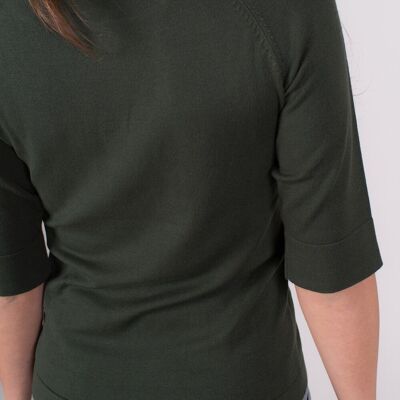 Maglia da donna in viscosa verde scuro girocollo 1/2 manica - MOSCA