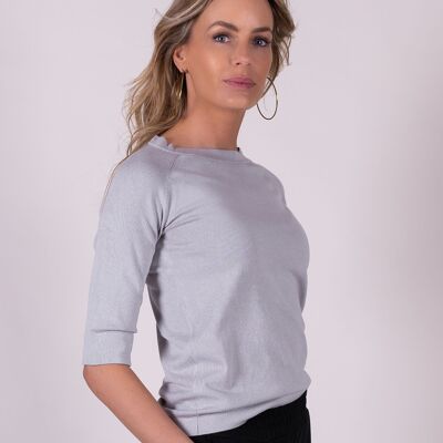 Women's sweater moon gray viscose round neck 1/2 sleeve - MOSCOW