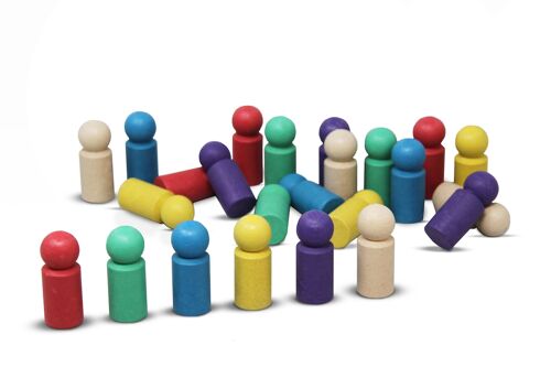 Jumbo Spielfiguren in 6 Farben (je 4 Stück in rot, grün, blau, gelb, lila und naturfarben) (24 Stück)