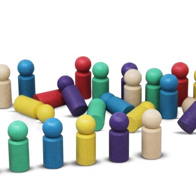 Jumbo toy figures in 6 colors (4 pieces each in red, green, blue, yellow, purple and natural) (24 pieces)