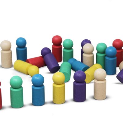 Jumbo Spielfiguren in 6 Farben (je 4 Stück in rot, grün, blau, gelb, lila und naturfarben) (24 Stück)