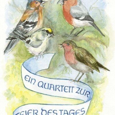 Postcard bird quartet