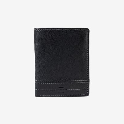 Leather wallet for men, black color, NEW DDDM/LEATHER Series. 9x11cm