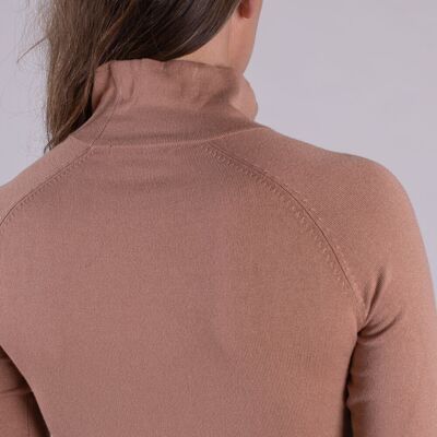 Women's sweater camel viscose 1/2 sleeve turtle neck - DUBAI