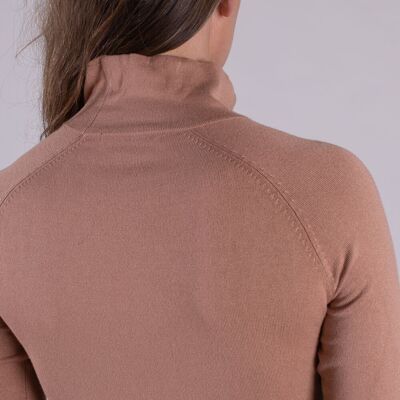 Dames trui camel viscose 1/2 mouw turtle hals - DUBAI