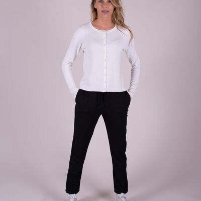 Cardigan lungo da donna in viscosa bianco sporco a manica lunga - HANOI