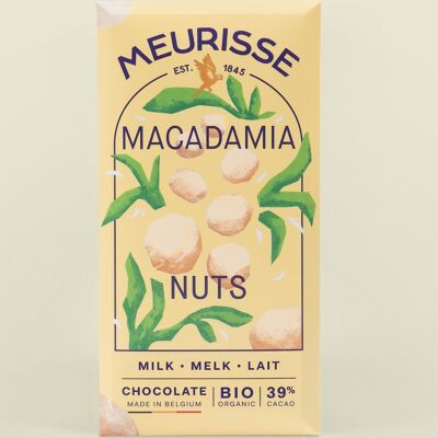 Cioccolato al latte biologico con noci di macadamia (100g)