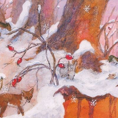Fox in the snow postcard