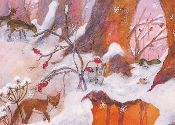 Carte postale de renard dans la neige
