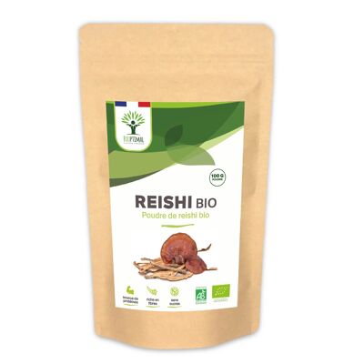 Reishi orgánico - Superalimento - Reishi puro en polvo - Inmunidad al colesterol - Fibras proteicas - Origen China - Envasado en Francia - Vegano - 100 g