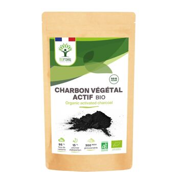 Charbon végétal actif bio en poudre - Digestion Ventre Plat Cholestérol - Colorant alimentaire Noir - Conditionné en France - Certifié Ecocert - Vegan 1