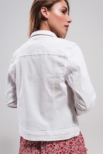 Veste camionneur slim en jean blanc 4