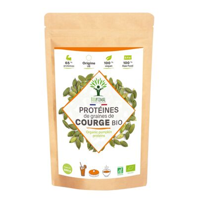 Organic Pumpkin Seed Protein - 65% BCAA Protein - Raw Pumpkin Seed Powder - 100 Pure - Raw Food - Packaged in France - Vegan