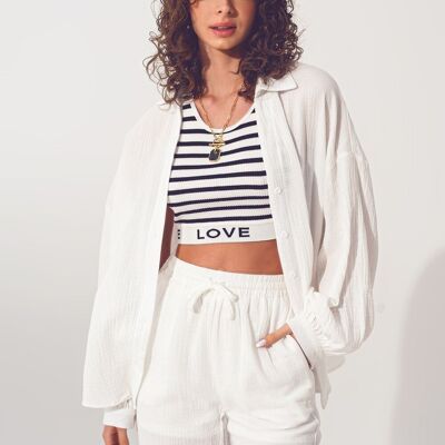 Camicia oversize testurizzata in bianco