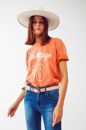 T-shirt avec texte Vintage 18 en orange 2