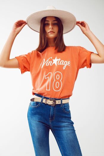 T-shirt avec texte Vintage 18 en orange 4
