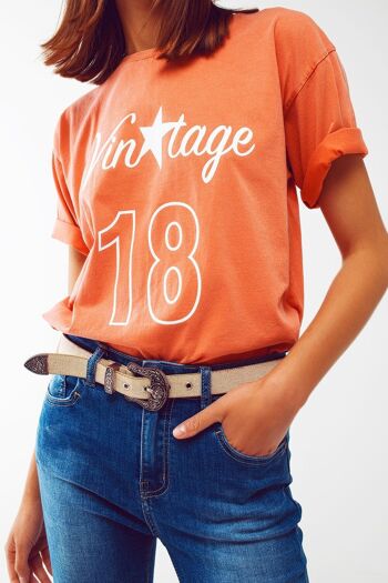 T-shirt avec texte Vintage 18 en orange 5