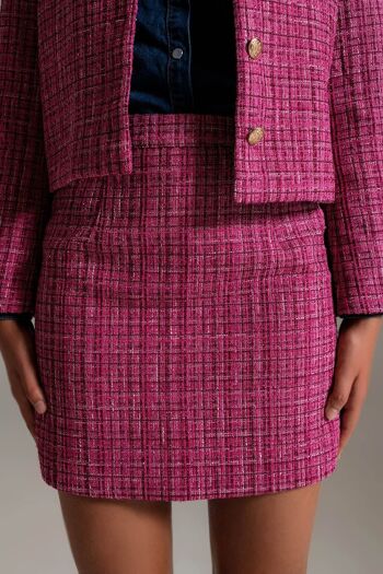 Mini-jupe basique en tweed en rose 4