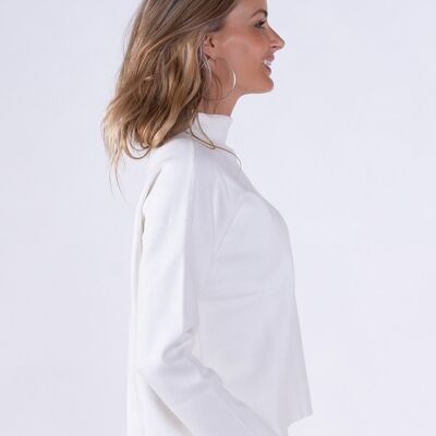 Maglione da donna in viscosa bianco sporco a maniche lunghe con collo alto -Malmo