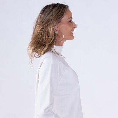 Jersey de mujer de viscosa blanco roto manga larga con cuello vuelto -Malmo