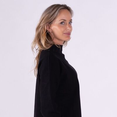 Women's sweater black viscose long sleeves with turtleneck -Malmo