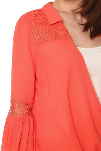 Blouse orange avec devant cache-cœur et détail drapé 4