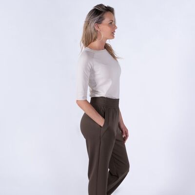 Pantalon de survêtement décontracté femme taupe viscose cupro-OXFORD