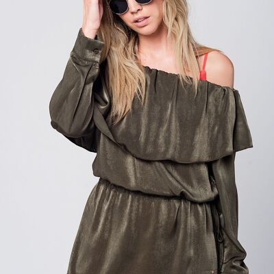 Soft green blouse with drawstring