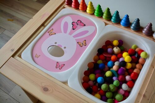 PLAQUE EN BOIS POUR TABLE FLISAT/TROFAST NOURIR LE LAPIN