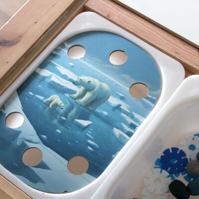 WOODEN PLATE FOR FLISAT/TROFAST TABLE BEAR ON THE ICE ICE